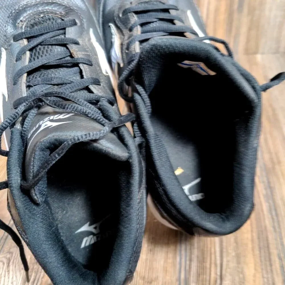 Mizuno 9 Spike Vintage G6 Metal Baseball Cleats Size 12.5 Men Black White‎